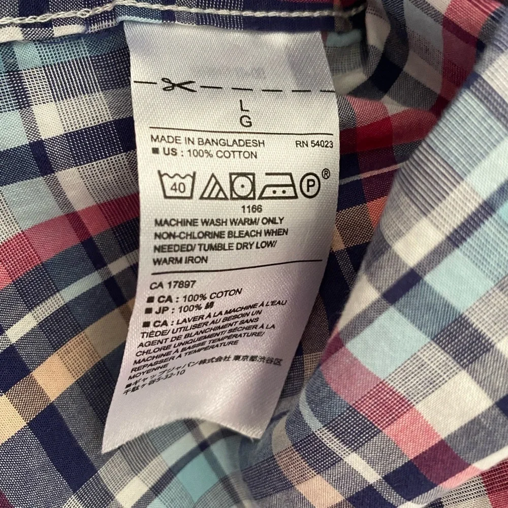 Banana Republic men's plaid button down shirt size L